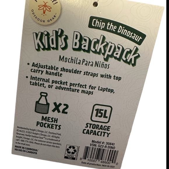 FIREFLY! Kids Dinosaur Backpack - Picture 4 of 4